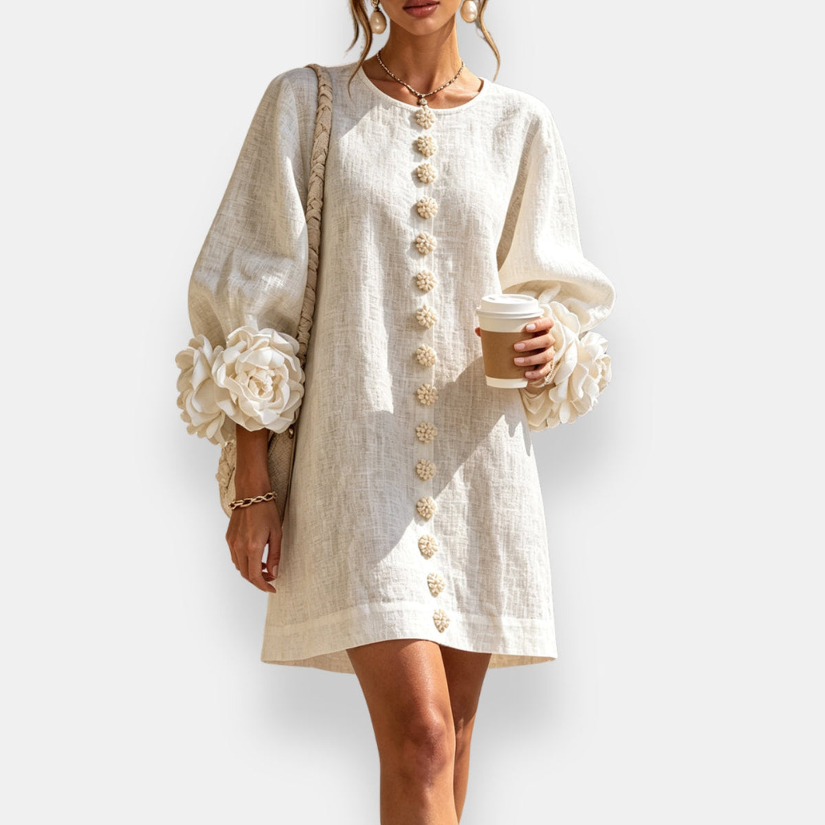 Monique | Rosette Sleeve Shift Dress