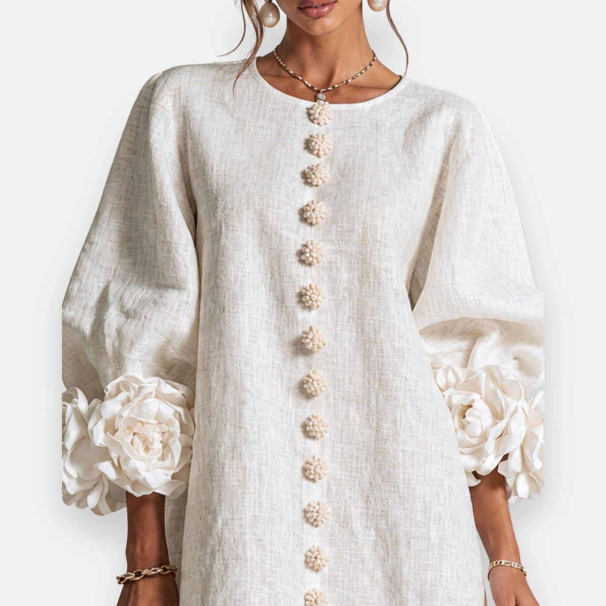 Monique | Rosette Sleeve Shift Dress