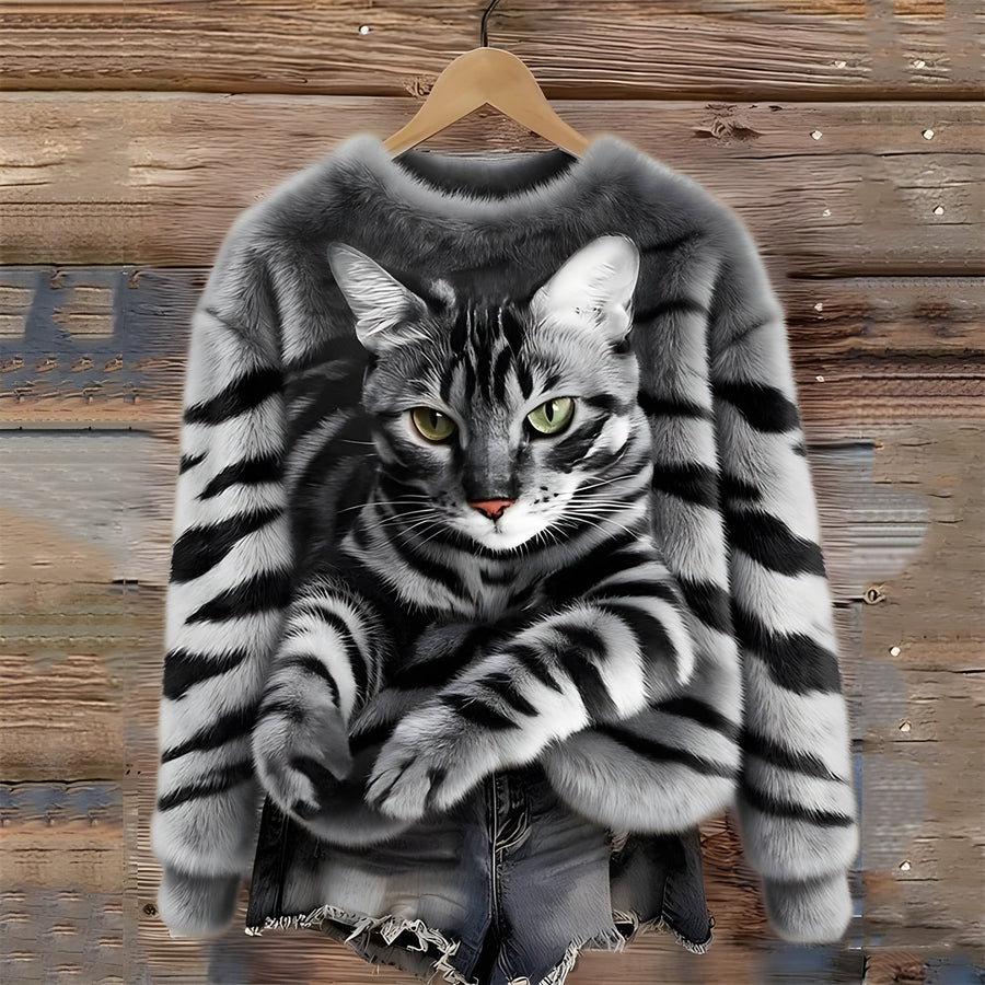 Oliver - Warm Cat Print Sweater