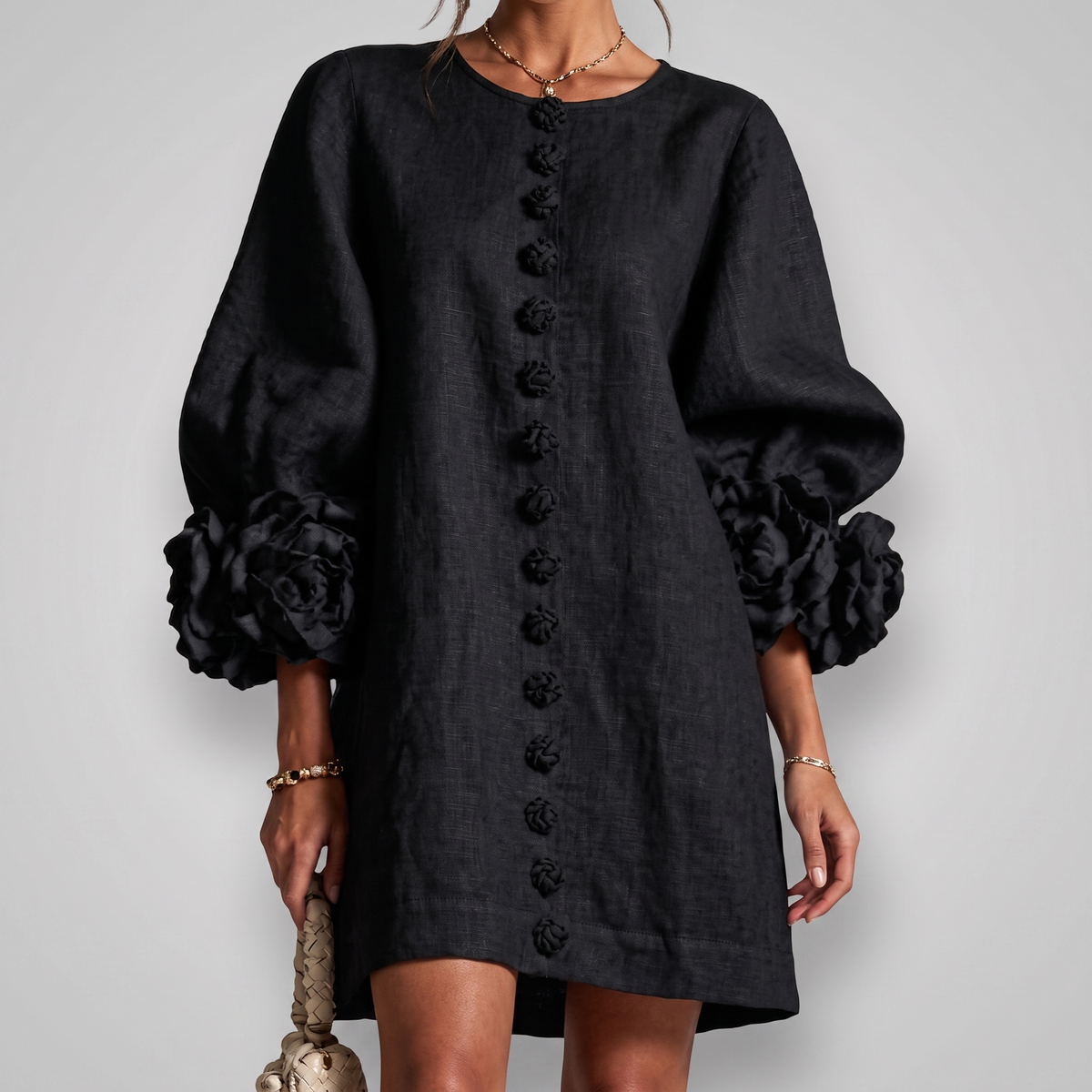 Monique | Rosette Sleeve Shift Dress