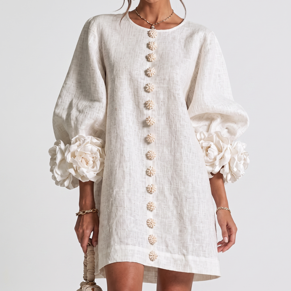 Monique | Rosette Sleeve Shift Dress