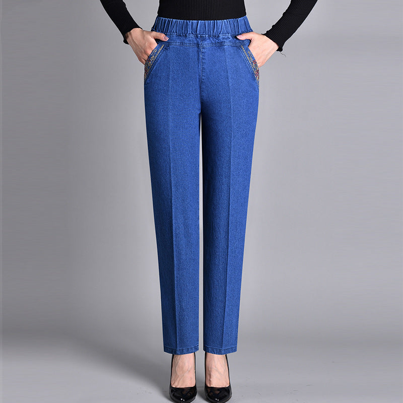 Laluna® | Women's jeans with side pockets and elastic waist